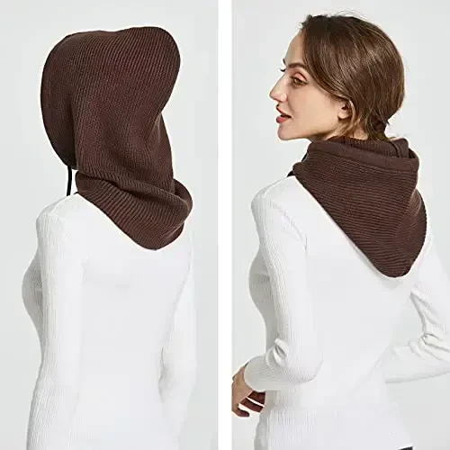 Facecozy Ayollar uchun qishki shlyapalar, Jun aralash kapüşonlu sharf ayollar uchun shlyapa Balaklava trikotaj bosh suyagi qalpog'i Beanie shlyapa erkaklar bo'yinbog'lari - 4