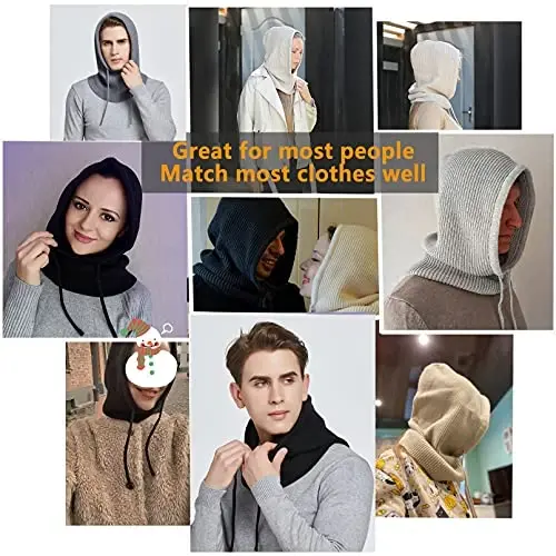 Facecozy Ayollar uchun qishki shlyapalar, Jun aralash kapüşonlu sharf shlyapa Ayollar uchun Balaklava trikotaj bosh suyagi shlyapa Beanie shlyapa Erkaklar bo'yinbog'lari - 2