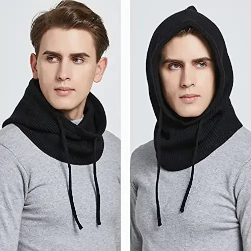 Facecozy Ayollar uchun qishki shlyapalar, Jun aralash kapüşonlu sharf shlyapa Ayollar uchun Balaklava trikotaj bosh suyagi shlyapa Beanie shlyapa Erkaklar bo'yinbog'lari - 4