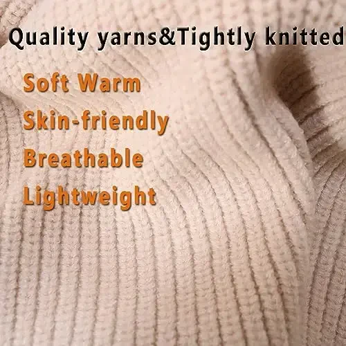 Facecozy Winter Hats for Women, Wool Blend Hooded Scarf Hat for Women Balaclava Knit Skull Cap Beanie Hat Men Neck Gaiters - 4