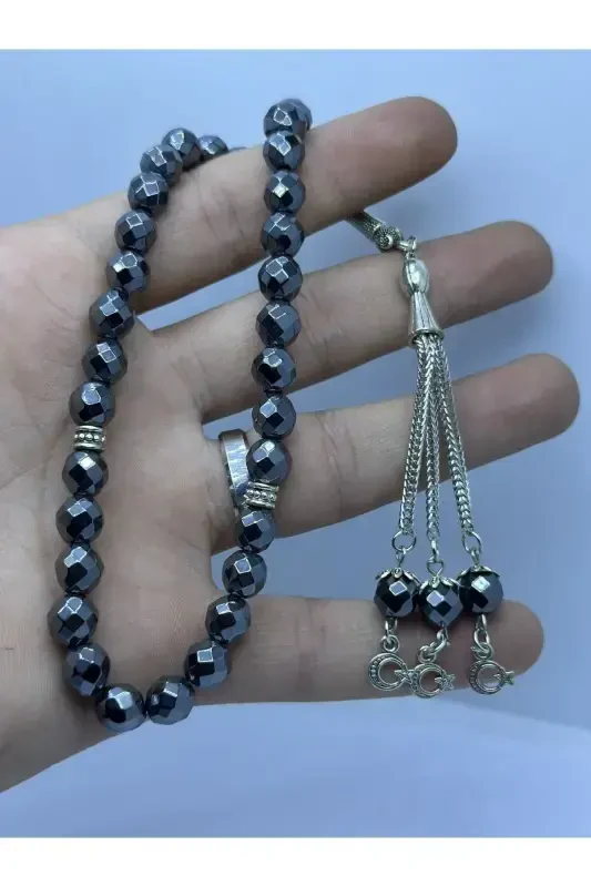 Faceted Special Cocooned Men's Hematite Rosary-black - 2
