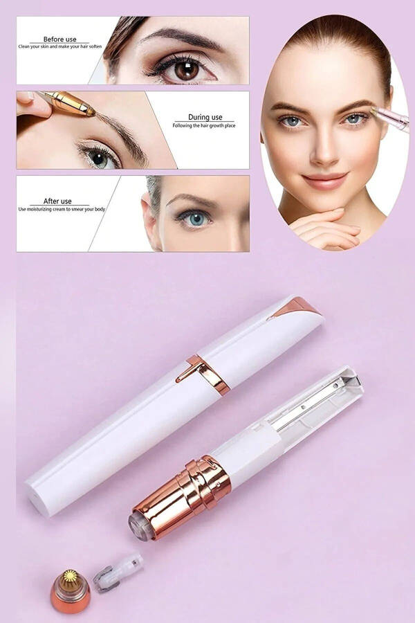 Facial Eyebrow Epilator Hair Eyebrow Mustache Hair Removal Device Epilation Shaver Battery Powered - 10