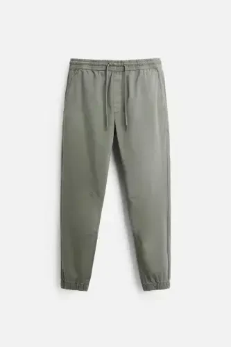 FADED EFFECT JOGGER WAIST TROUSERS-Khaki - 6