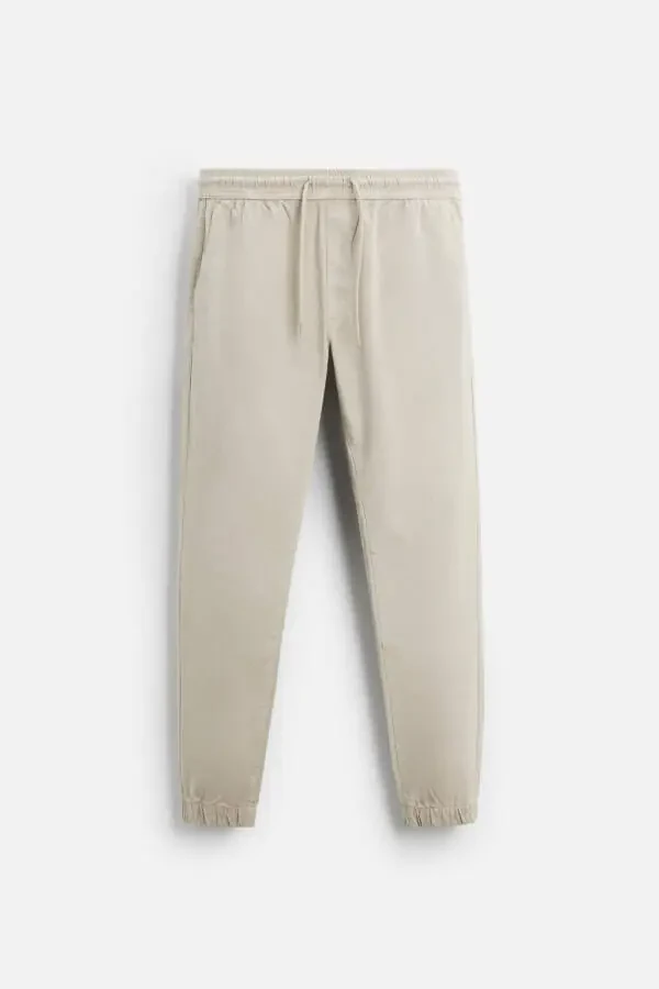 FADED EFFECT JOGGER WAIST TROUSERS-yellowish brown - 5
