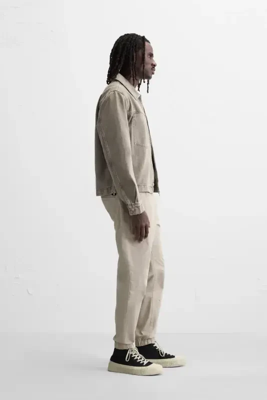 FADED EFFECT JOGGER WAIST TROUSERS - yellowish brown - 4