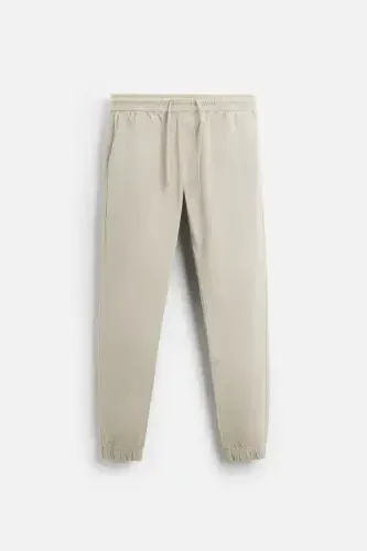 FADED EFFECT JOGGER WAIST TROUSERS - yellowish brown - 5