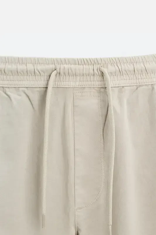 FADED EFFECT JOGGER WAIST TROUSERS - yellowish brown - 7