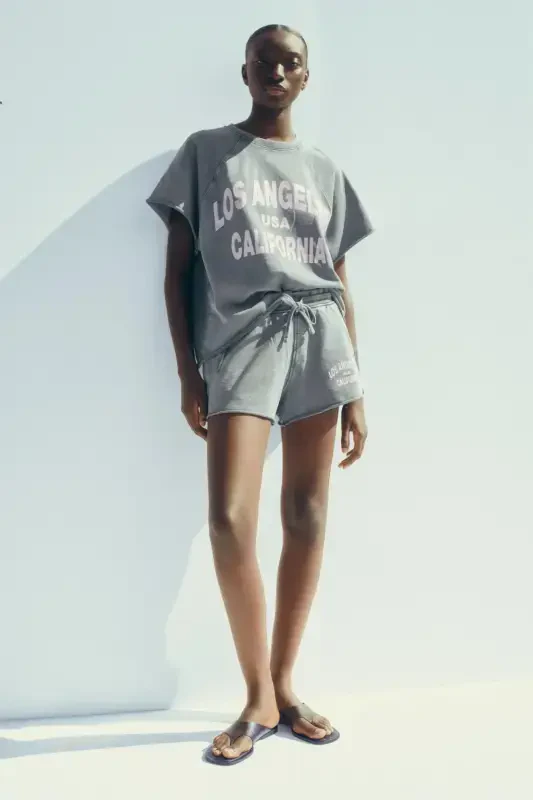 FADED EFFECT TEXT COTTON SWEATSHIRT-Anthracite gray - 1