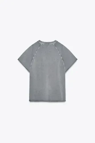 FADED EFFECT TEXT COTTON SWEATSHIRT-Anthracite gray - 6