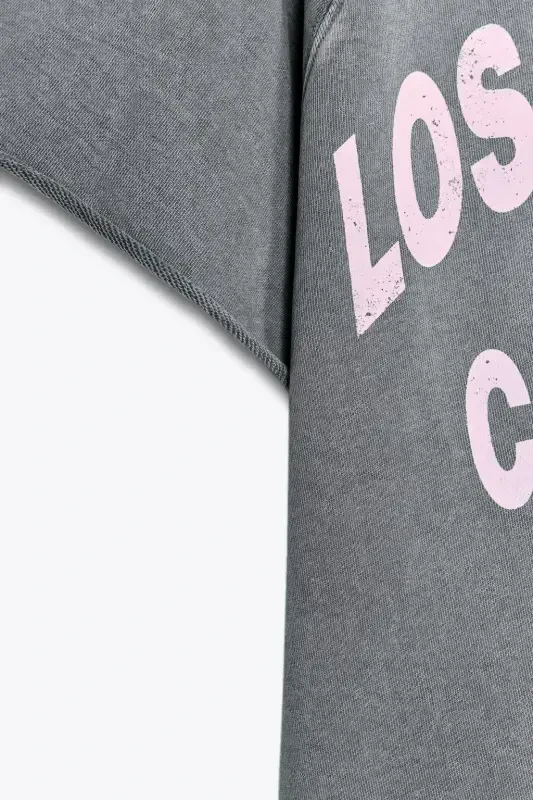 FADED EFFECT TEXT COTTON SWEATSHIRT-Anthracite gray - 7
