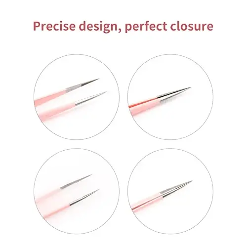 FADLASH Precision Lash Tweezers - Straight Fiber Tip Eyelash Extension Tweezers - Professional Artist Tech Work Kit - Pink - 5