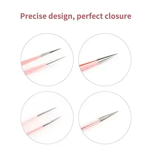 FADLASH Precision Lash Tweezers - Straight Fiber Tip Eyelash Extension Tweezers - Professional Artist Tech Work Kit - Pink - 5