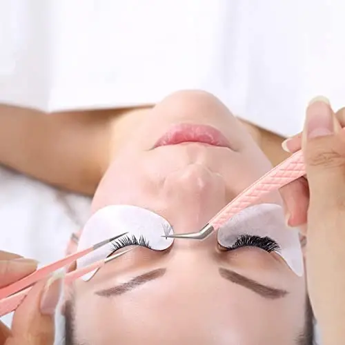 FADLASH Precision Lash Tweezers - To'g'ri tolali uchli kiprik uzatma pensetlari - Professional Artist Tech Work to'plami - Pushti - 6