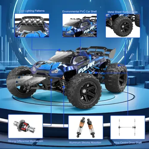 FAGINEY kattalar uchun tezkor 40+MPH 1:14 suv o'tkazmaydigan off-road RC yuk mashinasi 4WD barcha relyefli yuqori tezlikdagi masofadan boshqariladigan avtomobil o'yinchoq sovg'alari bolalar, o'g'il bolalar uchun, 2 batareya - 5