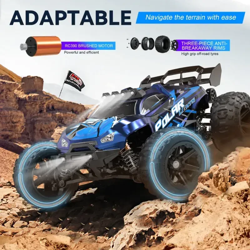 FAGINEY RC Cars for Adults Fast 40+MPH 1:14 Waterproof Off-Road RC Truck 4WD All Terrain High-Speed Remote Control Car Toy Gifts for Kids Boys, 2 Batteries - 7