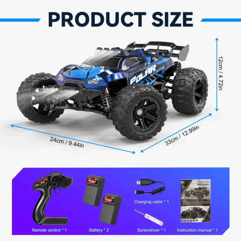 FAGINEY RC Cars for Adults Fast 40+MPH 1: 14 Waterproof Off-Road RC Truck 4WD All Terrain High-Speed Remote Control Car Toy Gifts for Kids Boys, 2 Batteries - 1