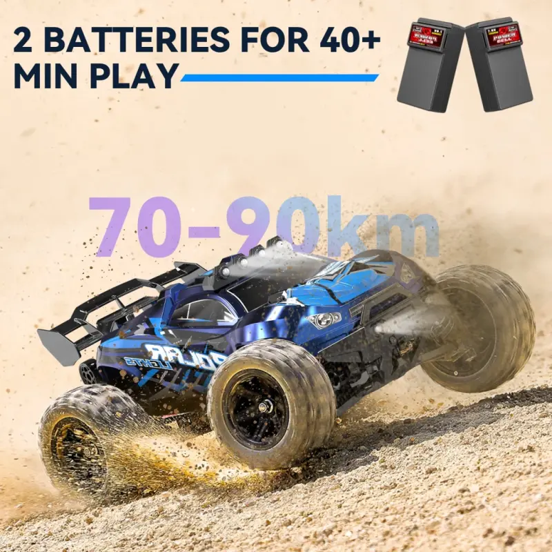 FAGINEY RC Cars for Adults Fast 40+MPH 1: 14 Waterproof Off-Road RC Truck 4WD All Terrain High-Speed Remote Control Car Toy Gifts for Kids Boys, 2 Batteries - 4