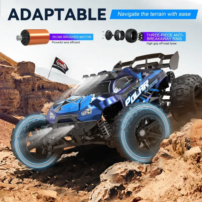 FAGINEY RC Cars for Adults Fast 40+MPH 1: 14 Waterproof Off-Road RC Truck 4WD All Terrain High-Speed Remote Control Car Toy Gifts for Kids Boys, 2 Batteries - 7