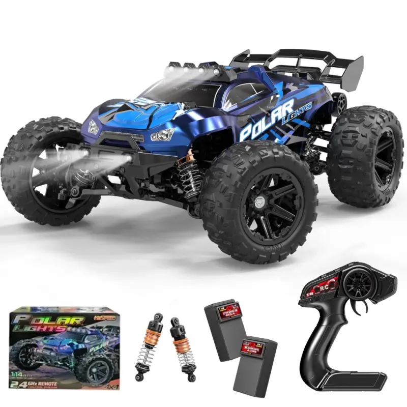 FAGINEY RC Cars for Adults Fast 40+MPH 1: 14 Waterproof Off-Road RC Truck 4WD All Terrain High-Speed Remote Control Car Toy Gifts for Kids Boys, 2 Batteries - 9