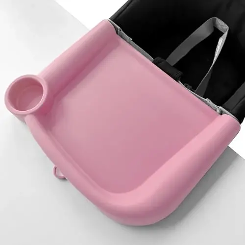 FAILUN Silicone Baby Dining Tray Compatible with Inglesina Fast Table Chair & Other Hook-On High Chairs,Portable Clip-On Fast Table Chair Baby Tray, Dishwasher Safe & BPA Free (Pink) - MODAZONE