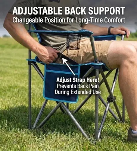 FAIR WIND Oversized Fully Padded Camping Chair with Lumbar Support, Heavy Duty Cooler Bag Fold Chair Support 450 LBS, Green - 4