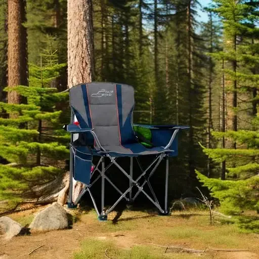 FAIR WIND Oversized Fully Padded Camping Chair with Lumbar Support, Heavy Duty Quad Fold Arm Chair with Cooler Bag - Support 450 LBS，Blue - FAIR WIND