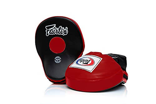 Fairtex FMV9 Contoured Focus Mitts |Striking Accuracy & Protection for Boxing, Muay Thai, Kickboxing |Ergonomic Design, Soft Padding, Secure Fit Leather - 1