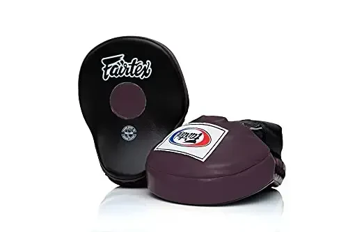 Fairtex FMV9 Contoured Focus Mitts |Striking Accuracy & Protection for Boxing, Muay Thai, Kickboxing |Ergonomic Design, Soft Padding, Secure Fit Leather 