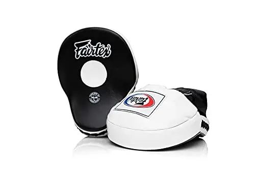 Fairtex FMV9 Contoured Focus Mitts |Striking Accuracy & Protection for Boxing, Muay Thai, Kickboxing |Ergonomic Design, Soft Padding, Secure Fit Leather - 1