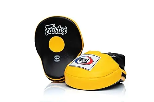 Fairtex FMV9 Contoured Focus Mitts |Striking Accuracy & Protection for Boxing, Muay Thai, Kickboxing |Ergonomic Design, Soft Padding, Secure Fit Leather - 1