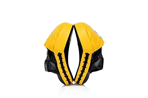 Fairtex FMV9 Contoured Focus Mitts |Striking Accuracy & Protection for Boxing, Muay Thai, Kickboxing |Ergonomic Design, Soft Padding, Secure Fit Leather - FAIRTEX (1)