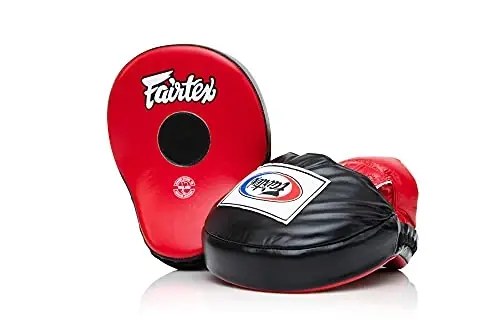 Fairtex FMV9 Contoured Focus Mitts |Striking Accuracy & Protection for Boxing, Muay Thai, Kickboxing |Ergonomic Design, Soft Padding, Secure Fit Leather - FAIRTEX