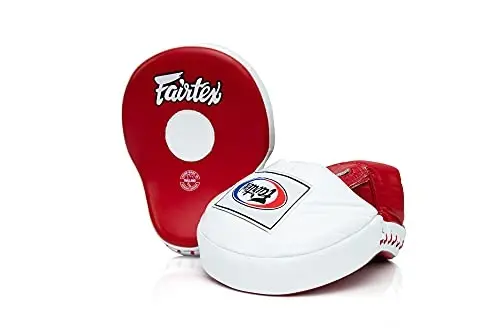 Fairtex FMV9 Contoured Focus Mitts |Striking Accuracy & Protection for Boxing, Muay Thai, Kickboxing |Ergonomic Design, Soft Padding, Secure Fit Leather 