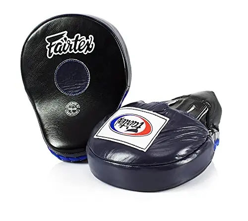 Fairtex FMV9 Contoured Focus Mitts |Striking Accuracy & Protection for Boxing, Muay Thai, Kickboxing |Ergonomic Design, Soft Padding, Secure Fit Leather 