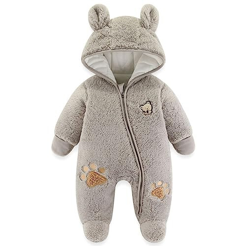 Fairy Baby Newborn Baby Snowsuit Bear Onesie Footie Romper Winter Thick Fleece Jumpsuit Infant Coat for Girls Boys 0-12M - 1