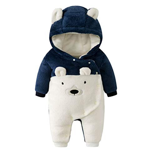 Fairy Baby Newborn Baby Snowsuit Bear Onesie Romper Winter Warm Coat Infant Fleece Footie Jumpsuit for Girls Boys 0-18M - 1