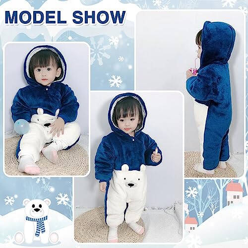 Fairy Baby Newborn Baby Snowsuit Bear Onesie Romper Winter Warm Coat Infant Fleece Footie Jumpsuit for Girls Boys 0-18M - 6