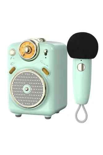 Fairy-ok Green Karaoke Microphone with FM Radio and Bluetooth Speaker 