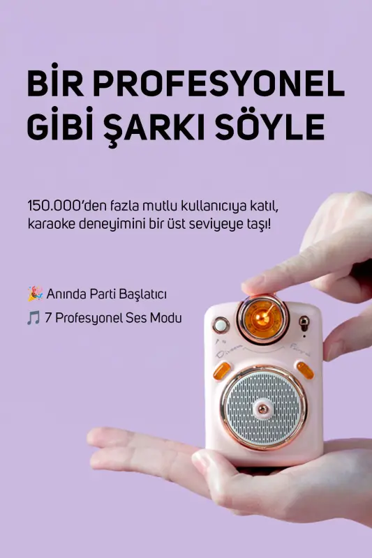 Fairy-ok Pembe Karaoke Mikrofonlu Fm Radyolu Bluetooth Hoparlör-Pembe - 3