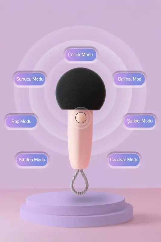 Fairy-ok Pembe Karaoke Mikrofonlu Fm Radyolu Bluetooth Hoparlör-Pembe - 4