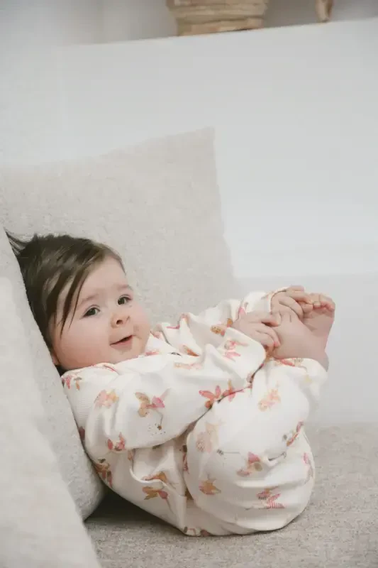 Fairy Tale Patterned Organic Ribbed Baby Jumpsuit-Pink - 2