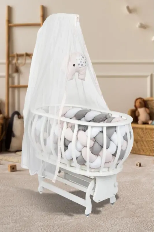Fairytale Basket Cradle Wooden Cradle Woven Sleep Set Natural Wooden Cradle - 1