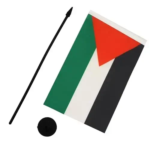 Falastin stol bayrog'i 5'' x 8'' - Falastin stol bayrog'i 21 x 14 sm. - Qora plastik tayoq va taglik - AZ FLAG - 3