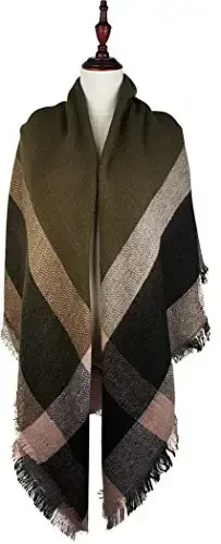 Fall Winter Scarf Classic Tassel Plaid Tartan Warm Soft Chunky Large Blanket Wrap Shawl Scarves for Women - 6