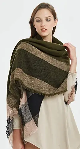 Fall Winter Scarf Classic Tassel Plaid Tartan Warm Soft Chunky Large Blanket Wrap Shawl Scarves for Women - 3
