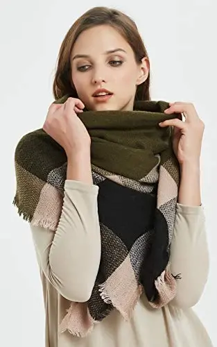 Fall Winter Scarf Classic Tassel Plaid Tartan Warm Soft Chunky Large Blanket Wrap Shawl Scarves for Women - 4