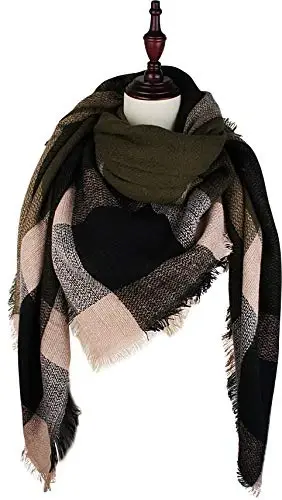 Fall Winter Scarf Classic Tassel Plaid Tartan Warm Soft Chunky Large Blanket Wrap Shawl Scarves for Women - 5