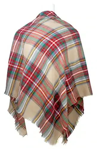 Fall Winter Scarf Classic Tassel Plaid Tartan Warm Soft Chunky Large Blanket Wrap Shawl Scarves for Women - 3