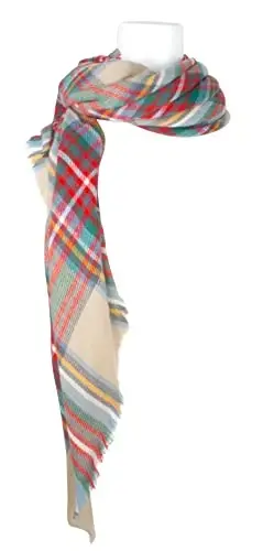 Fall Winter Scarf Classic Tassel Plaid Tartan Warm Soft Chunky Large Blanket Wrap Shawl Scarves for Women - 5