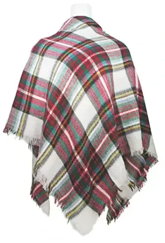 Fall Winter Scarf Classic Tassel Plaid Tartan Warm Soft Chunky Large Blanket Wrap Shawl Scarves for Women - 2